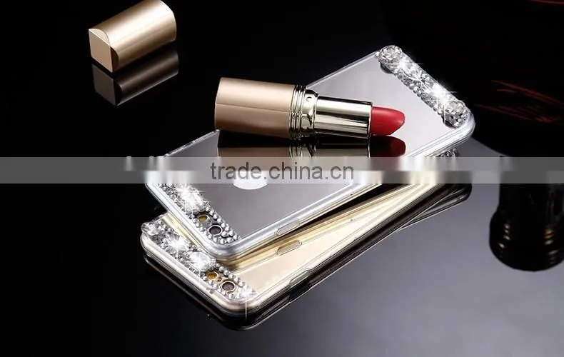 Mirror case for iphoen 6 6 plus 5s Luxury Gold Bling Diamond Soft TPU Case Ultra Slim Phone Back Cover