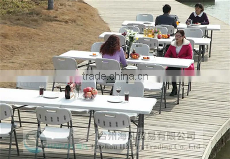 240cm plastic folding in half table for restaurant and hotel/office table for meeting or study