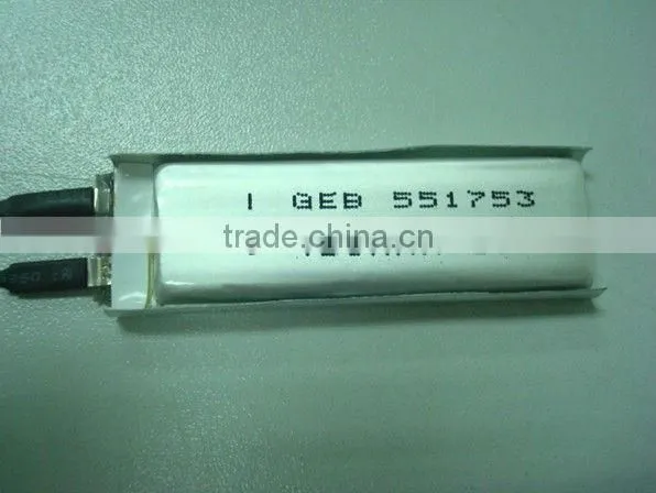 lithium polymer battery 3.7v with 450mAh rechargeable battery 551753 for digital products