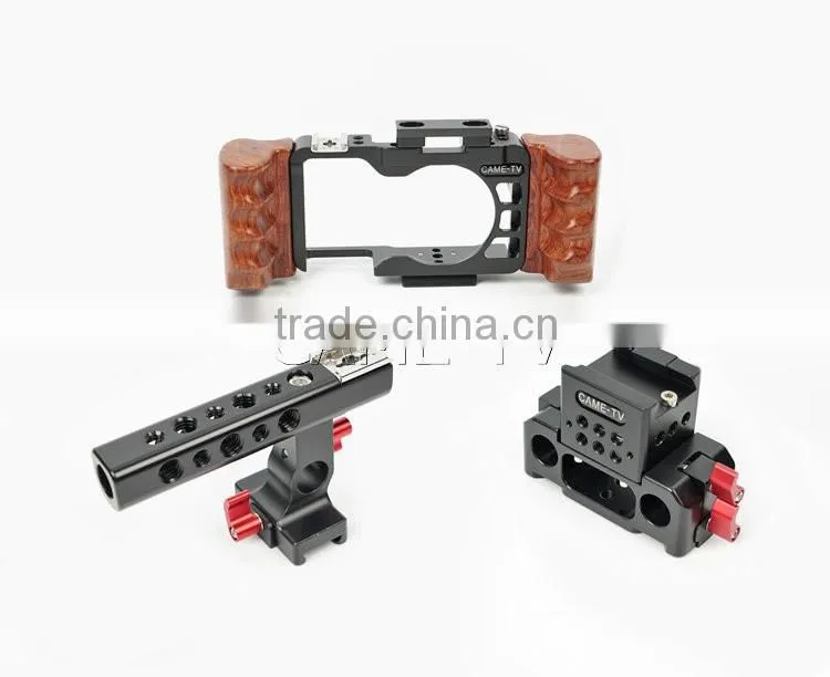 CAME-TV Rig For S ony A6300 Camera Cage With Wooden Handle