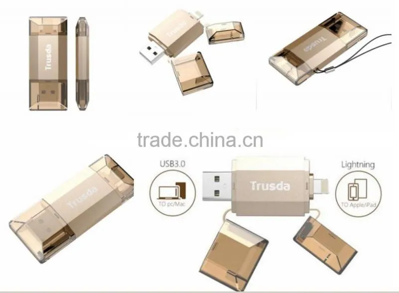 Fashion Top Sale Mobile U disk USB3.0 flash drive for 8 Pin USB