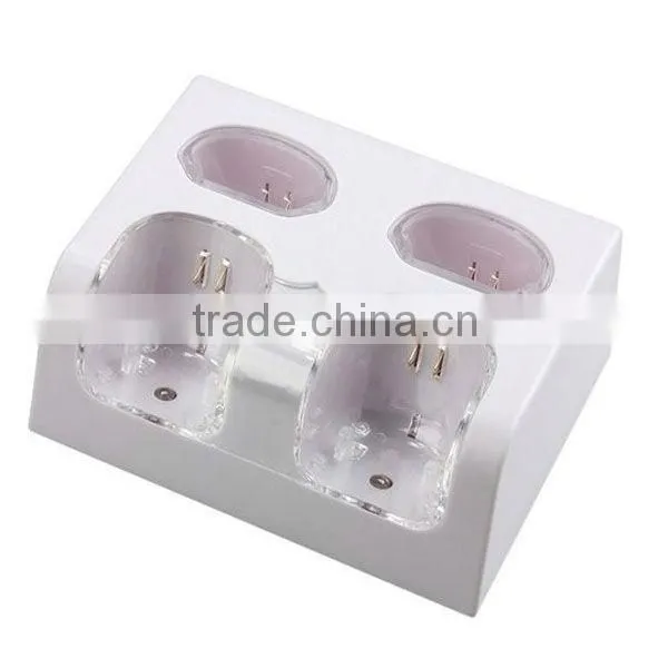 For Wii Remote Dual Charger Station with 4 Recharger Bettery