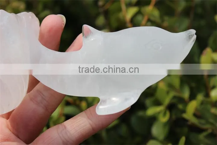 Wholesale Pretty Natural Clear Quartz Crystal Dolphin Adornment Carving