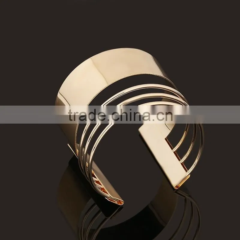2016 New Gold Silver Triangle Alloy Wide Open Cuff Bangle Bracelet For Women Fashion Jewelry