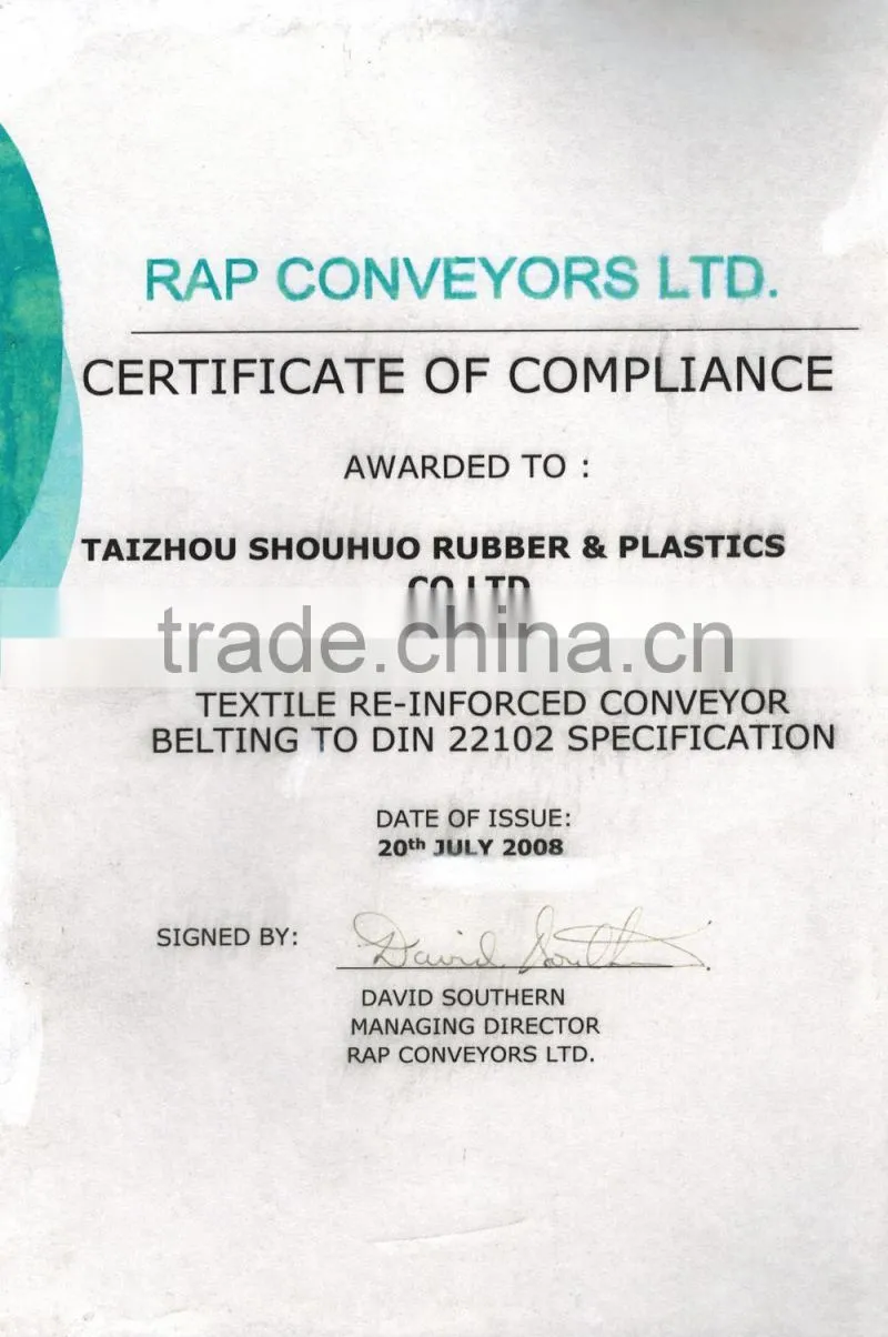 Stone Cursher abrasive fan conveyor belt used in cement