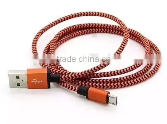 High Quality Colorful 1M 3FT for Samsung Braided Nylon Fabric Micro Charger Usb Cable