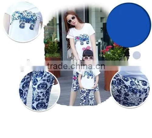 2015 High Quality Mother And Daughter Sport Suit Boutique Store Hot Sale Cheaper Summer Family Clothing