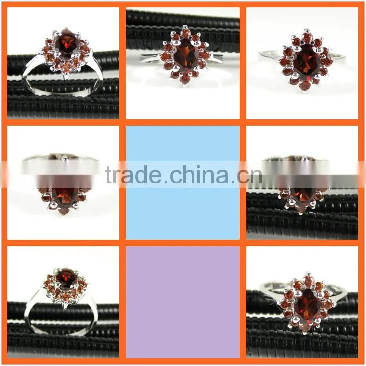 European and American style Ring sterling silver with garnet