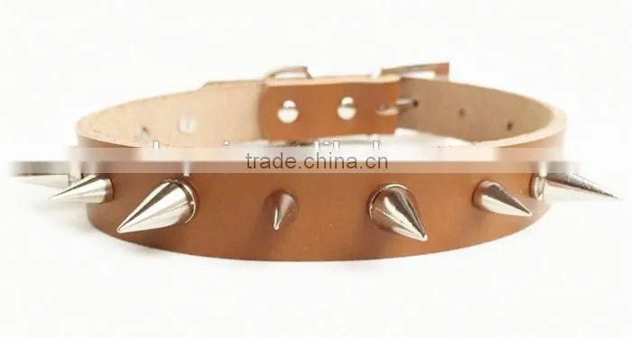 hot sale cow leather dog chains dog collar chains custom metal chain dog collar