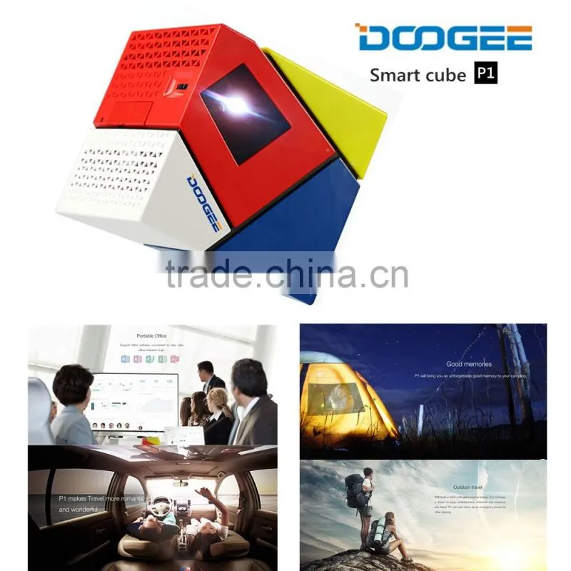 DOOGEE Cube P1 Smart Mini LED Projector Andriod4.4 Quad Core USB OTG 4800mAh Projectors for iphone IOS7.0 Android 4.2 Smartphone