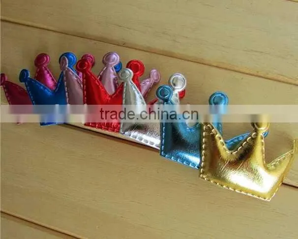Custom high quality Ultrasonic embossed PU crown applique for kids