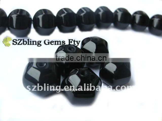 Natural loose gemstone black onyx round brilliant cut necklace