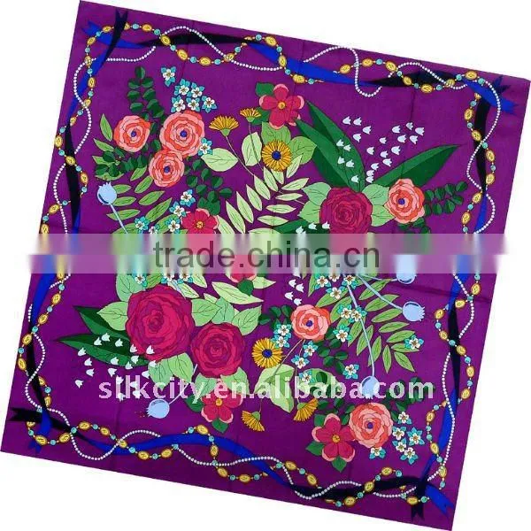2014Winter Newest Twill Silk Square Scarf (DX1025-4)