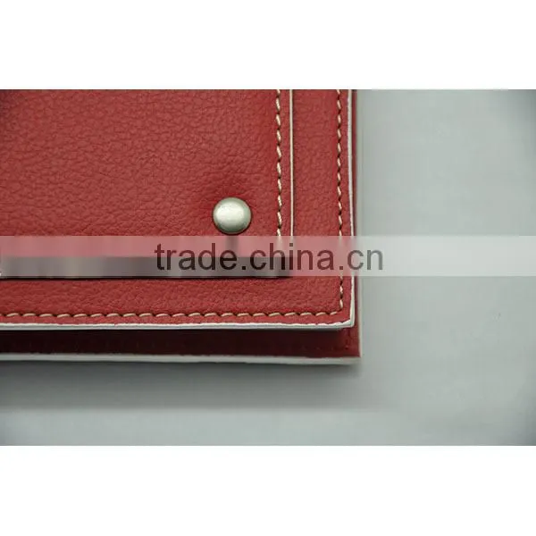 Fashion pu double wire notebook with large pocket on cover