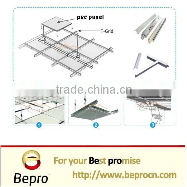 flat grooved ceiling T-bar accessories for PVC gypsum tiles and plastic boards