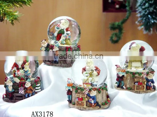 Customized music crystal glass snow ball for Christmas gift resin Craft / christmas glass snow ball