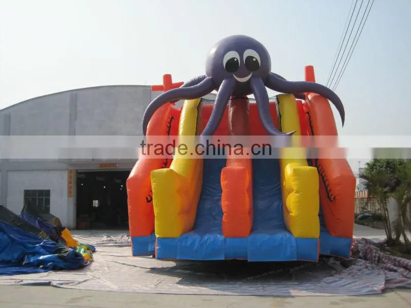 Factory Produced Giant Octopus Inflatable Double Lane Slide For Inflatable Pool