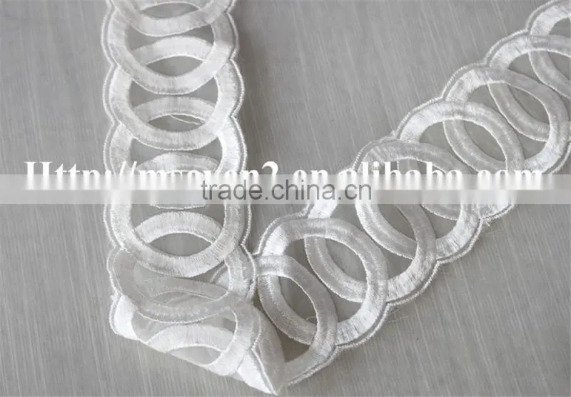 good sale circle pattern silk white polyester embroidery lace for clothing