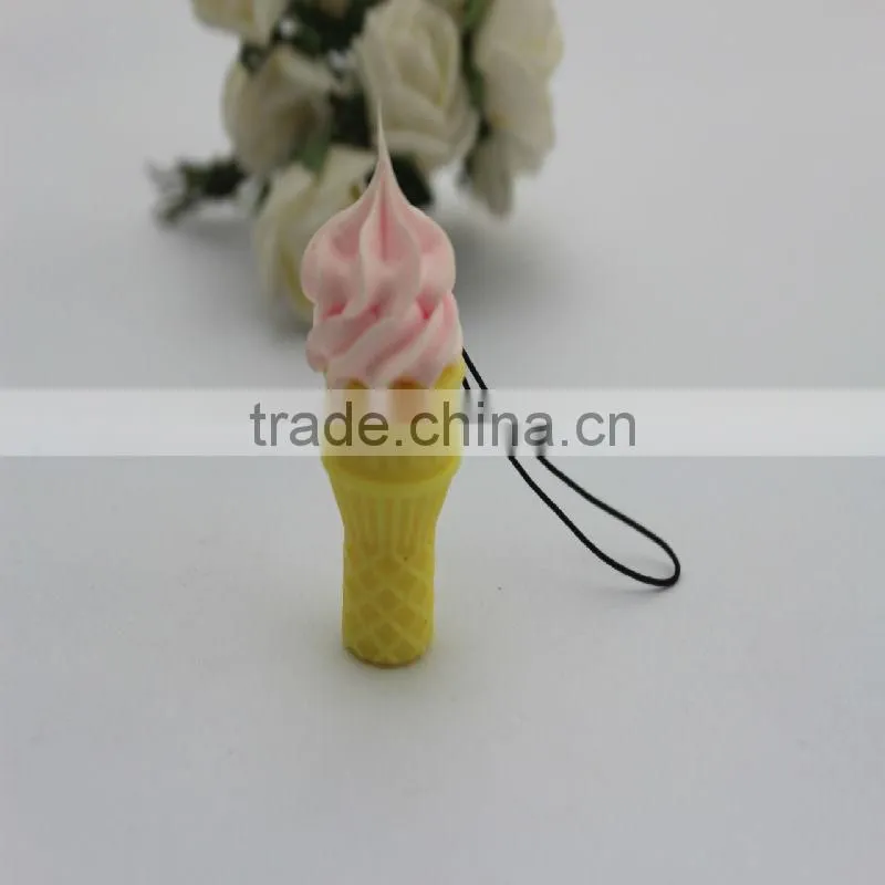 Hotsale creative high quality mini funny artificial fake ice cream cone keychian for promotion gift items