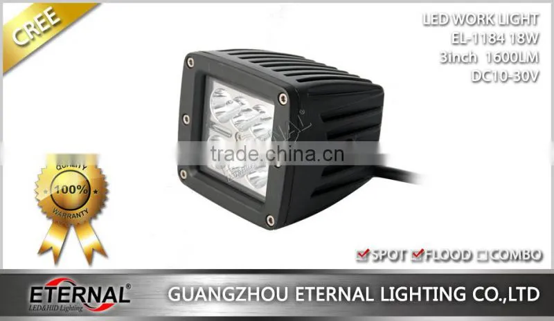 18W cube off-road fog light ATV motorcycle marine headlight dually pillar A spot led work light