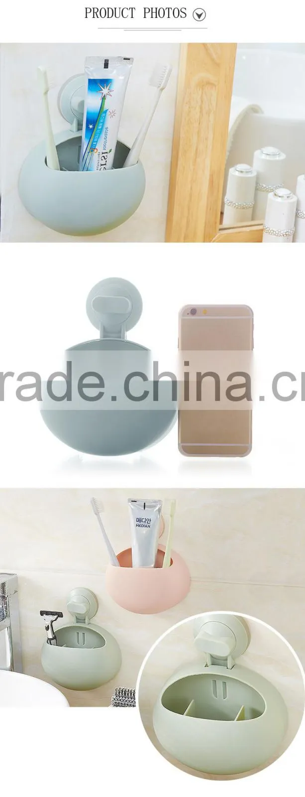 Wall Suction Soap Cups Toothbrush Toothpaste Holder Home Bathroom Organizer