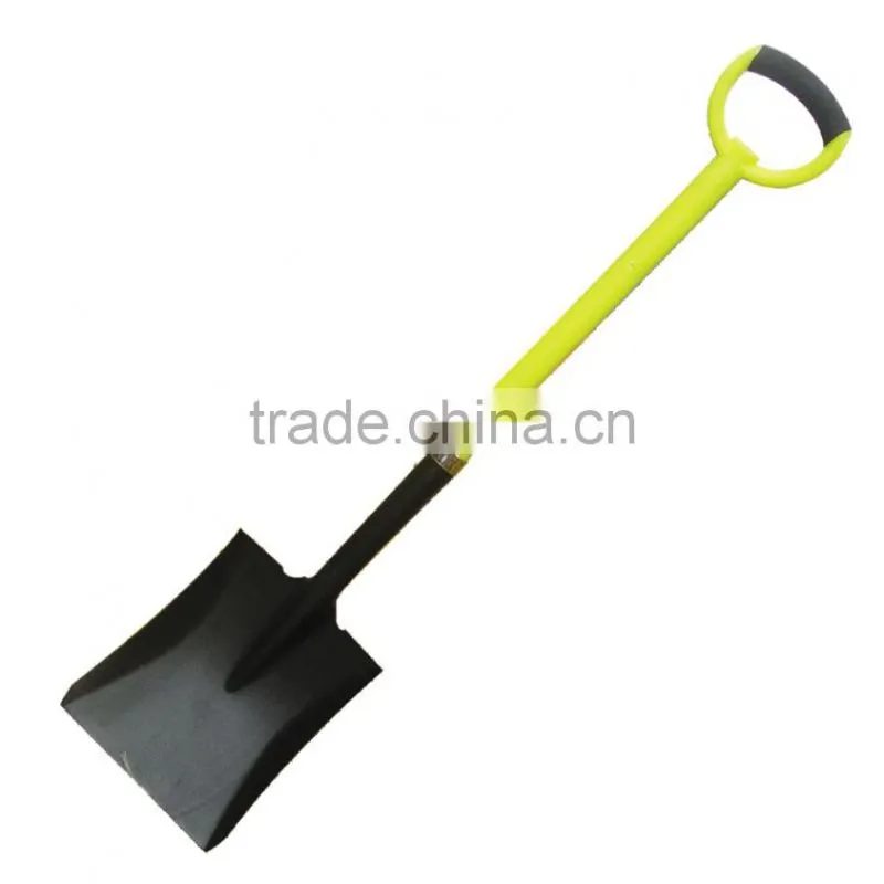 2015 the direct factory sale long handle carbon steel round point shovel with fiberglass handle