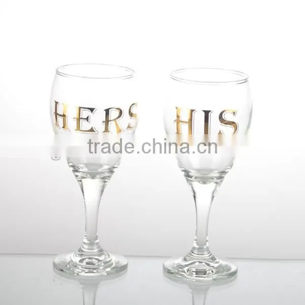 2016newest High quality wine glass set paste golden decal