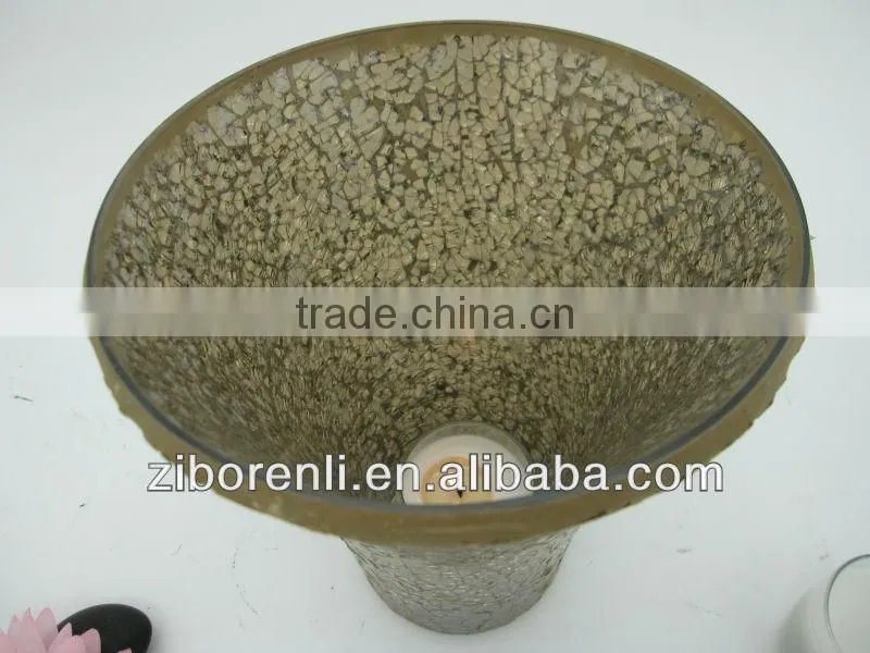Brown Crackle Home Goods Craft Vintage Decorative V-Shaped Glass Vase
