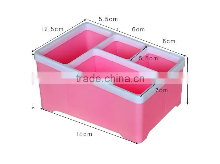 Plastic Cosmetic Organizer Pink Display Case Box Office Desk Dividers Storage Box