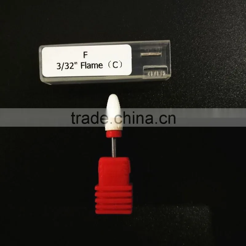 Ceramic Nail Drill Bit Burr 3/32" Shank Flame White Color