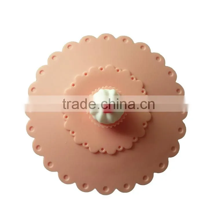 Food grade silicone rubber Anti-dust Airtight Seal Silicone Drink Cup Lids with Cake shape