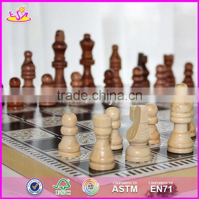 2017 New design educational classic wooden chess game for kids W11A056