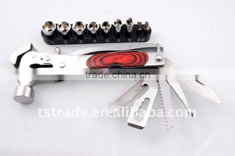 2014 New product:11 multi tool stainless steel hammer promotion gift hammer multi hammer tools with flashlight
