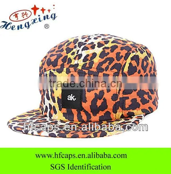 2013 fashion leopard printded snapback cap and hat blank custom 5 panel flat bill cap and hat