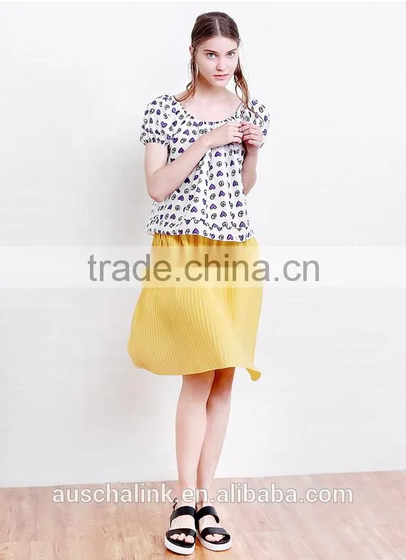 new style lady puff sleeve full screen printing t shirt wholesale