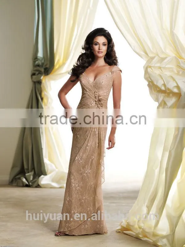 modern long night lace cap sleeve deep v neck dress of women
