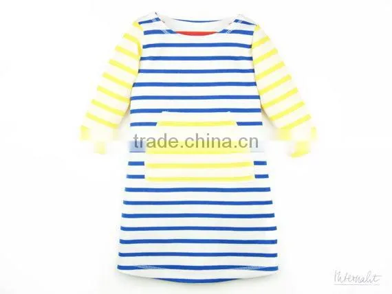 2017 New arrival baby Clothes wholesale Hot sale cotton cheap blue stripe Children's Boutique fashion adult size baby girl dress