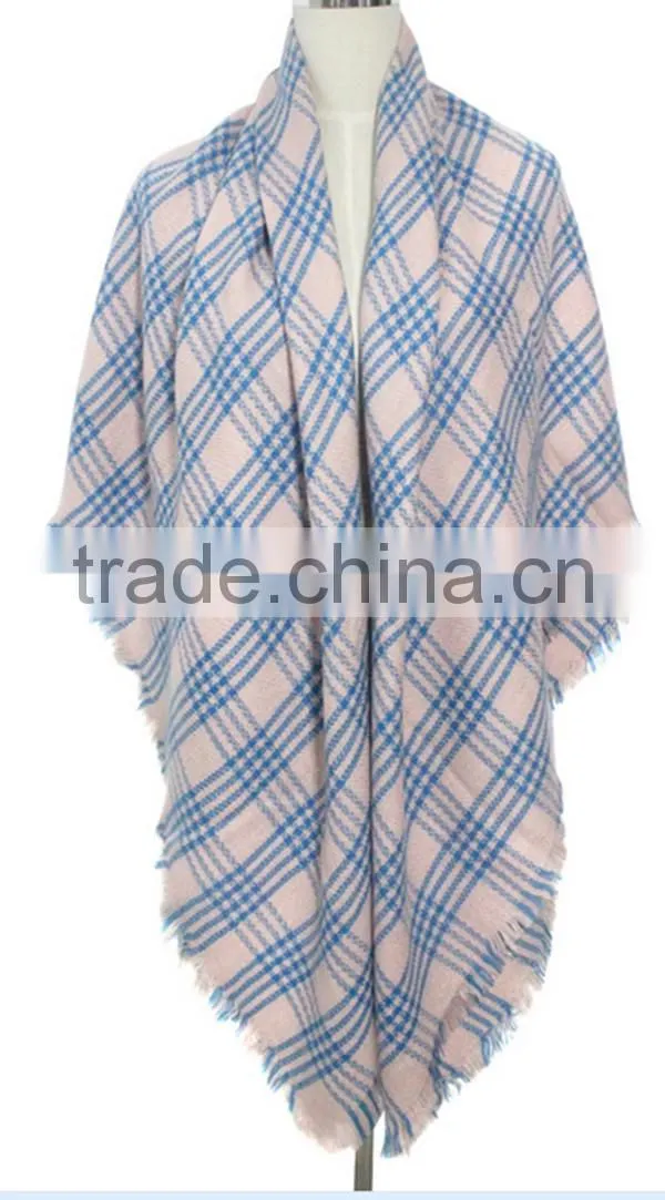 Classic plaid pattern high quality 30 choice 140*140 acrylic new European style square blanket scarf
