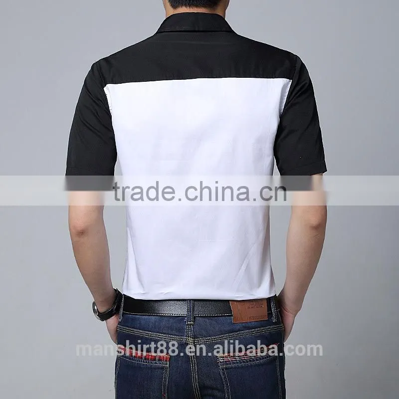 elegant contrast color slim fit casual short sleeve men casual shirt