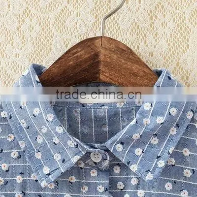 Simple style chiffin wihte V neck no collar 7 sleeve women casual bouse