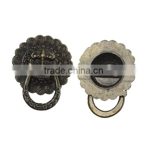 Antique Bronze Round Lion Face Pattern Carved Jewelry Wooden Box Pull Handle Dresser Drawer For Cabinet Door 23mm