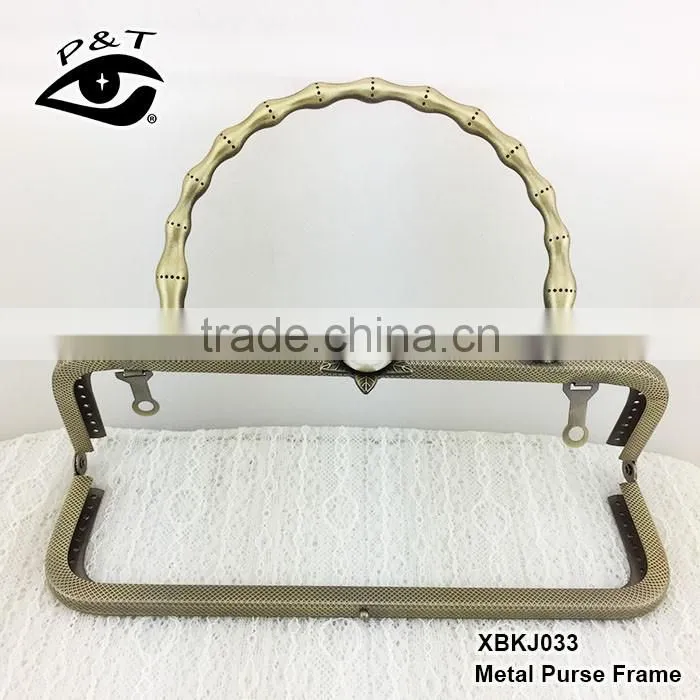 China high quality metal clutch purse frame with handle big pearl clasp