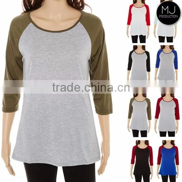 FACTORY wholesale colorful 3/4 sleeve raglan