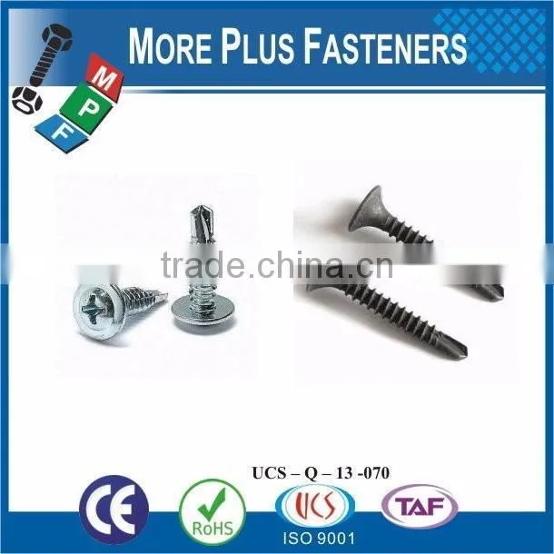 Taiwan #12-14 x 1-1/2" Hex Unslotted Hex Washer Head Epoxy #3 410 Stainless Steel Bonded Sealing Washer Self-Drilling Screw