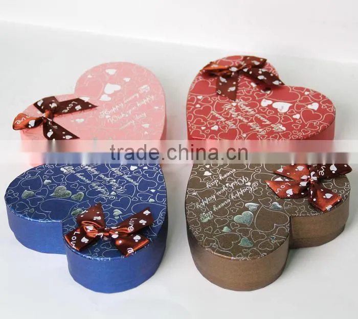 Sweet Bowknot Lower Price Luxury Paper Gift Packaging Heart Shaped Chocolate Box w/ Dividers,Caja de Bombones Corazon