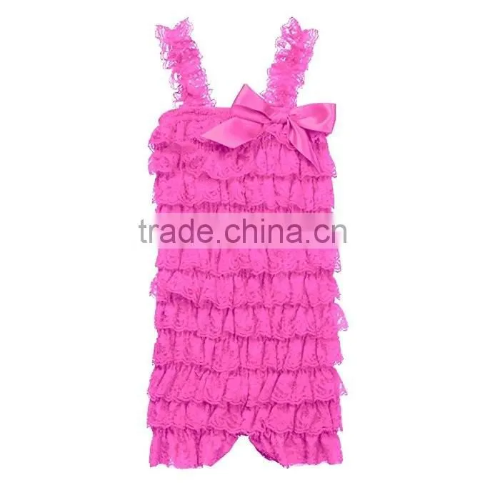 wholesale baby girl pink crochet lace top with cotton ruffle pant