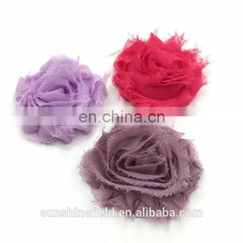 2Inch solid shabby chiffon flower frayed shabby chic flowers,shabby rose trim,lovely rosette chiffon shabby flowers