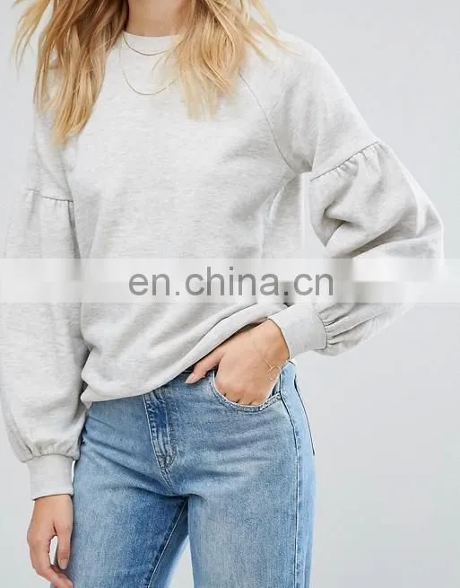 OEM Factory High Quality Cheap Price Crew Neck Sweatshirt Balloon Sleeve Sweatshirt