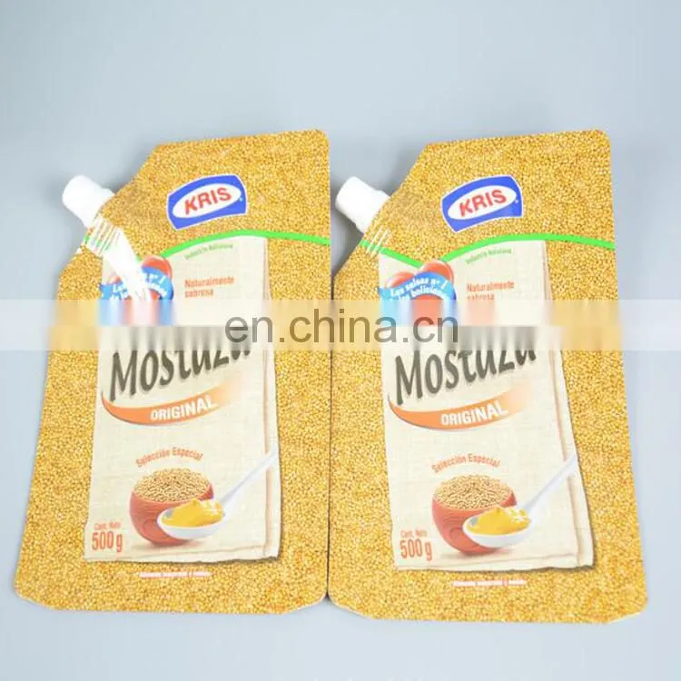 Squeeze refillable plastic packaging spout pouches for food bag