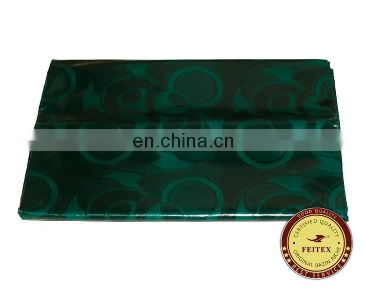 New Design Clothing Fabric Green Garment Fabric Shadda Guinea Brocade Cotton Wholesale Bazin Riche Jacquard Fabric FEITEX